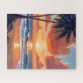 Puzzle Anse de l'Heure Dorée | Aquarelle d'océan tropical (Horizontal)
