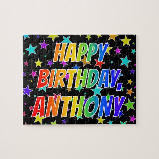 Puzzle "ANTHONY" Premier nom, "HAPPY BIRTHDAY" (Horizontal)