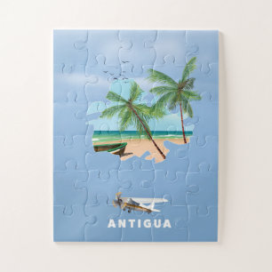Puzzle Antigua Carte illustrée affiche voyage