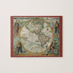 Puzzle Antique carte du Vieux Monde des Amériques, 1597