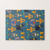 Puzzle Antique Egypt Pattern, Hieroglyphics digital paper (Horizontal)