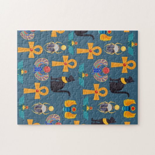 Puzzle Antique Egypt Pattern, Hieroglyphics digital paper (Horizontal)