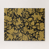 Puzzle Antique Gold Floral Indian Lac-work Black Pattern (Horizontal)
