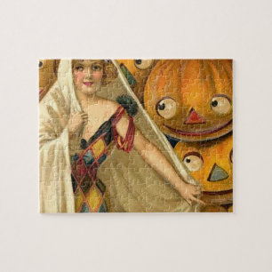 Puzzle Antique Halloween Jack-o'-lantern Costume Femme