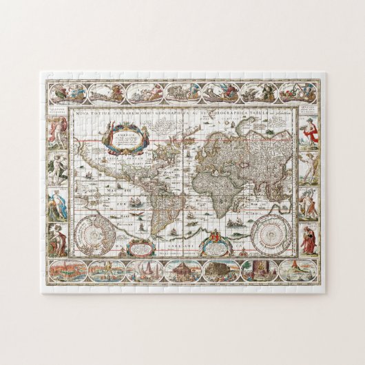 Puzzle Antique Historique Ancien Monde Atlas Continents (Horizontal)