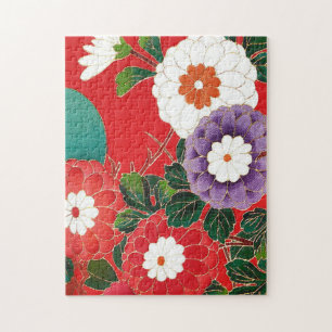 Puzzle Antique Japonais Brocade Deep Red