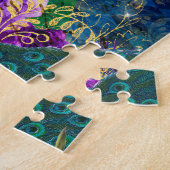 Puzzle Antique Peacock Illustré & Fleurs Grunge (Côté)