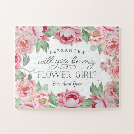 Puzzle Antique Peony | Personnalisé Soyez Ma Fille Fleur (Horizontal)