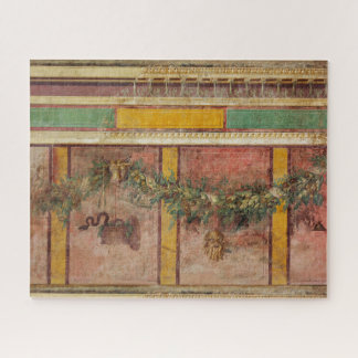 PUZZLE ANTIQUE ROMAN FRESCO,SATYR MASK,GARLAND,FRUITS 