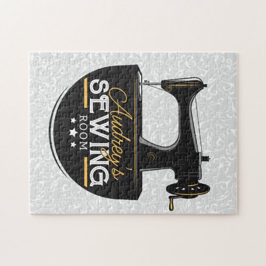 Puzzle Antique Sewing Machine ADD NAME Seamstress Tailor (Horizontal)