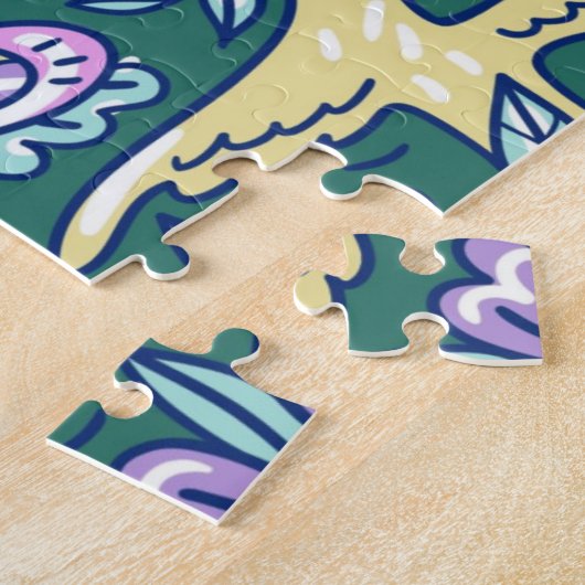 Puzzle Antique Style Flowers and Birds Pattern (Côté)