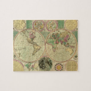 Puzzle Antique World Map by Carington Bowles, environ 178