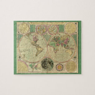 Puzzle Antique World Map by Carington Bowles, environ 178