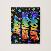 Puzzle "ANTONIO" Prénom, Amusant "HEUREUX ANNIVERSAIRE" (Vertical)