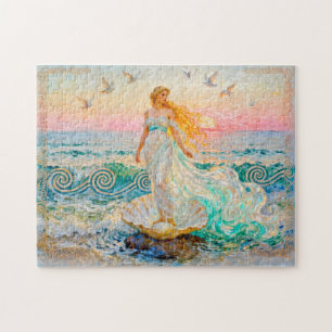 Puzzle Aphrodite émergeant d'une coquille sur le rivage o