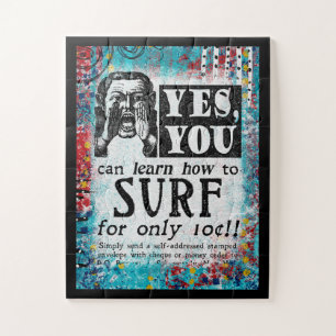Puzzle Apprendre Au Surf - Drôle Annonce Vintage