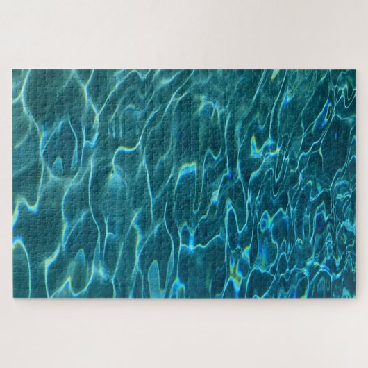 Puzzle Aqua Blue Water Pattern, rippling ocean waves (Horizontal)