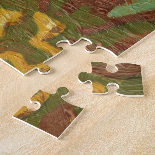 Puzzle Aqua et Fleurs orange brûlées sur Arrière - plan v (Côté)