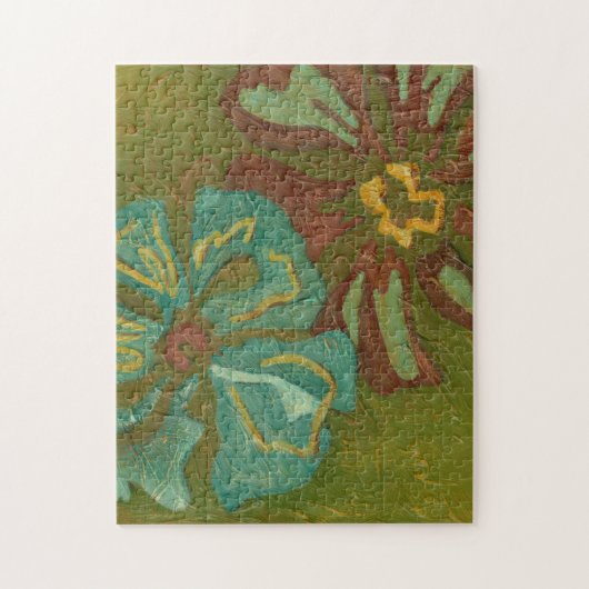 Puzzle Aqua et Fleurs orange brûlées sur Arrière - plan v (Vertical)