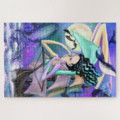 Puzzle Aqua Lady and Fishers in Night Sailing Art Abstrai (Horizontal)