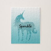 Puzzle Aqua Parties scintillant Unicorn devis personnalis (Vertical)