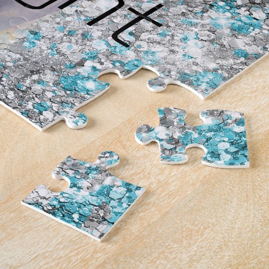 Puzzle Aqua Silver Unicorn Parties scintillant étincelle (Côté)
