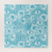 Puzzle Aqua tropical Orchidées blanches Hibiscus Floral (Horizontal)