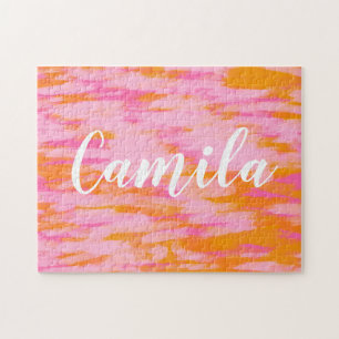 Puzzle Aquarelle Abstraite mignonne rose orange personnal