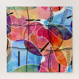 Puzzle Aquarelle Abstraite Motif noir blanc