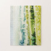 Puzzle Aquarelle Abstraite Paysage Vert Bleu (Vertical)