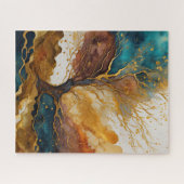 Puzzle Aquarelle Abstraite peinture de paysage or (Horizontal)