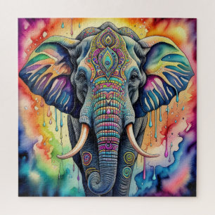 Puzzle Aquarelle Abstraite Peinture d'éléphant