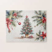Puzzle Aquarelle Arbre de Noël décoré (Horizontal)