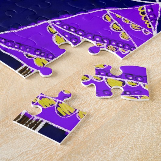 Puzzle Aquarelle Arbres de Noël : Motif forestier. (Côté)