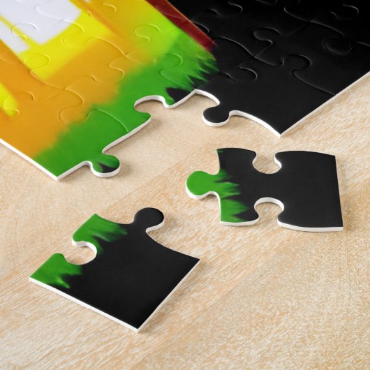 Puzzle Aquarelle arc-en-ciel avec Silhouettes Arbre noir (Côté)