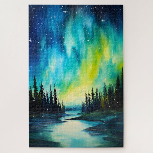 Puzzle Aquarelle Aurores boréales aurore boréale