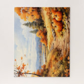 Puzzle Aquarelle Automne Citrouille de route en chute Feu (Vertical)