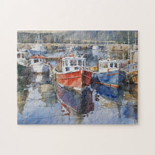 Puzzle Aquarelle Bateaux de pêche