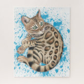 Puzzle Aquarelle Bengal Kitten Blue Splash (Vertical)