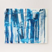 Puzzle Aquarelle bleu art abstrait (Horizontal)