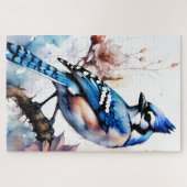 Puzzle Aquarelle bleu Jay Cherry Blossoms (Horizontal)
