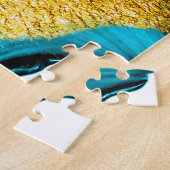 Puzzle Aquarelle bleu, turquoise, or art. (Côté)