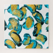 Puzzle Aquarelle bleu, turquoise, or art. (Horizontal)