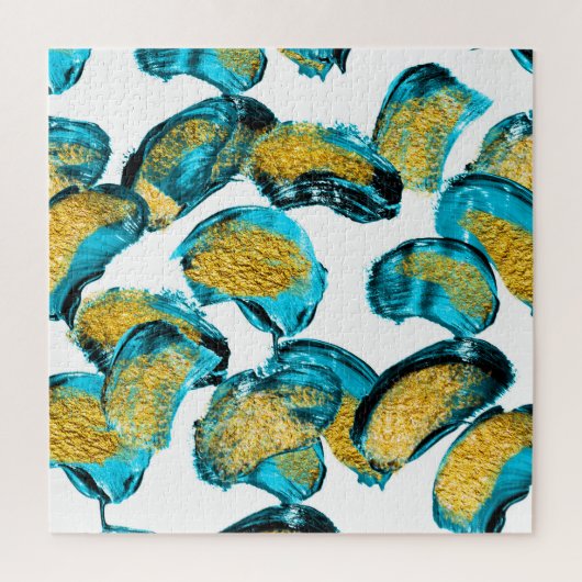 Puzzle Aquarelle bleu, turquoise, or art. (Vertical)