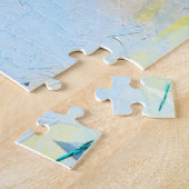 Puzzle Aquarelle bleu vert colibri (Côté)