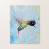 Puzzle Aquarelle bleu vert colibri (Vertical)