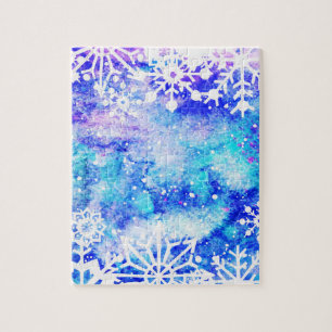 Puzzle Aquarelle bleue de flocon de neige