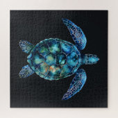 Puzzle Aquarelle bleue Tortue de mer (Horizontal)