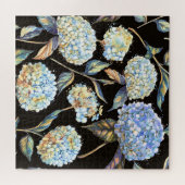 Puzzle Aquarelle Blue Hydrangea : Motif foncé sans couleu (Horizontal)