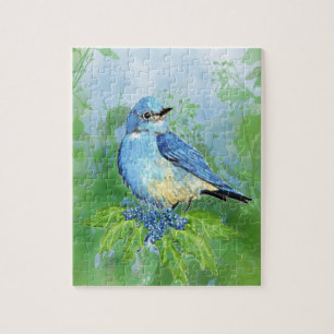 Puzzle Aquarelle Bluebird Oiseau Nature Art